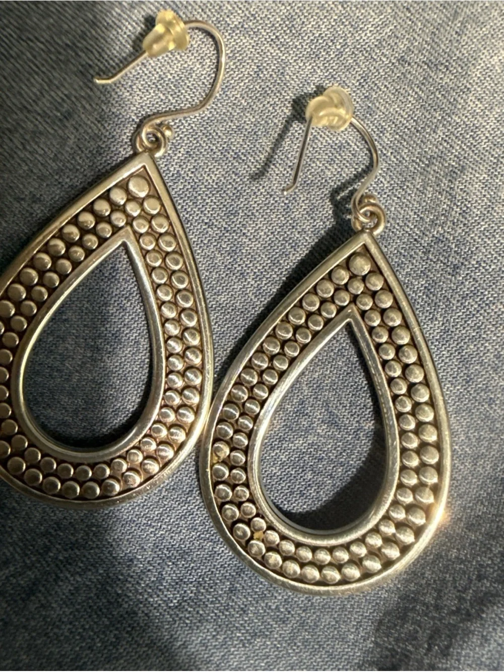 Brighton Silver Teardrop Earrings Reversible Polka Dot/Leopard Print EUC - Picture 4 of 5